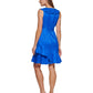 DKNY Women's Ruffled Faux Wrap Dress Blue Size 8