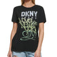 DKNY Women's Graffiti Logo T-Shirt Black Size Large