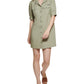 DKNY Women's Puff Sleeve Snap FronT-Shirt Dress Green Size Medium