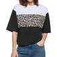 DKNY Women's Cropped Leopard Logo T-Shirt White Size Small