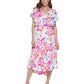 DKNY Women's Smocked Waist Midi Dress Pink Size 10Petite