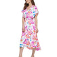 DKNY Women's Smocked Waist Midi Dress Pink Size 10Petite