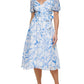 DKNY Women's Balloon Sleeve Faux Wrap Dress White Size 2Petite