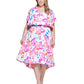 DKNY Women's Smocked Waist Midi Dress Pink Size 18W
