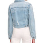 DKNY Women's Puff Sleeve Distressed Denim Jacket Blue Size X-Small