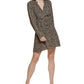 DKNY Women's Leopard Print Split Neck Dress Black Size Small