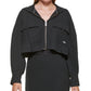 DKNY Women's Cropped Rib Knit Hoodie Black Size Medium
