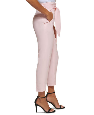 DKNY Women's High Waisted Tie Front Pants Pink Size 8