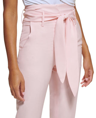 DKNY Women's High Waisted Tie Front Pants Pink Size 2