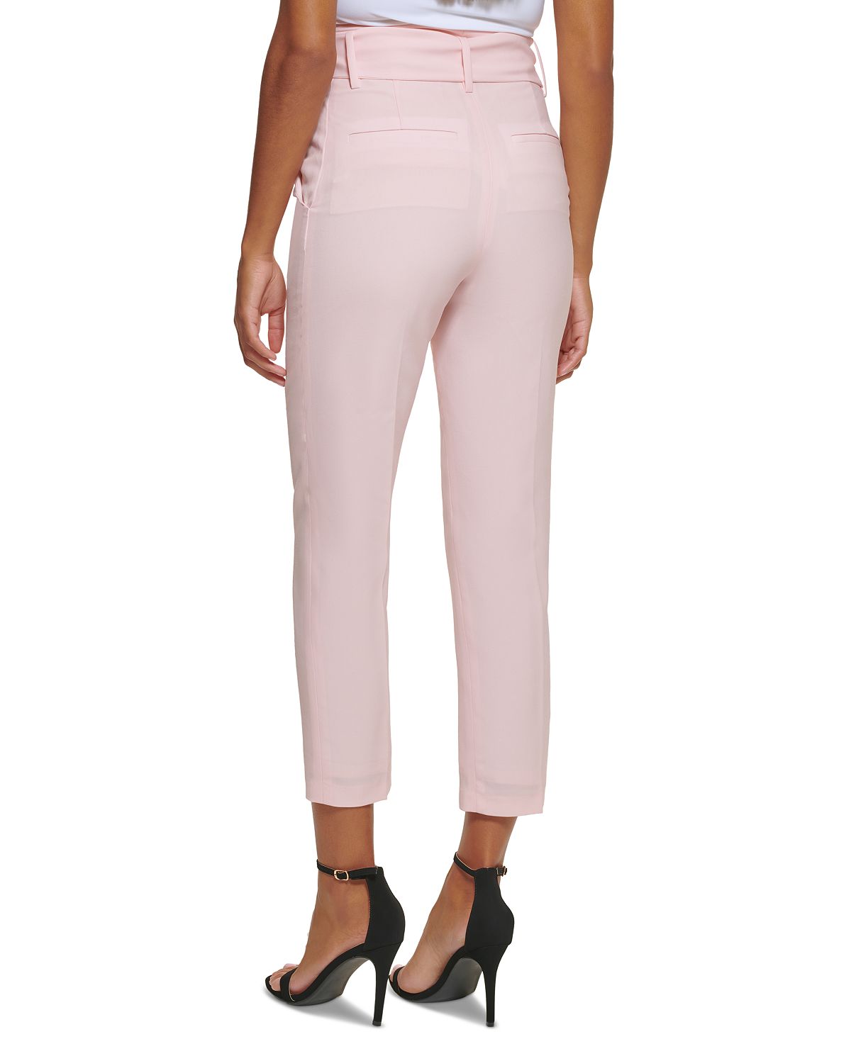 DKNY Women's High Waisted Tie Front Pants Pink Size 2
