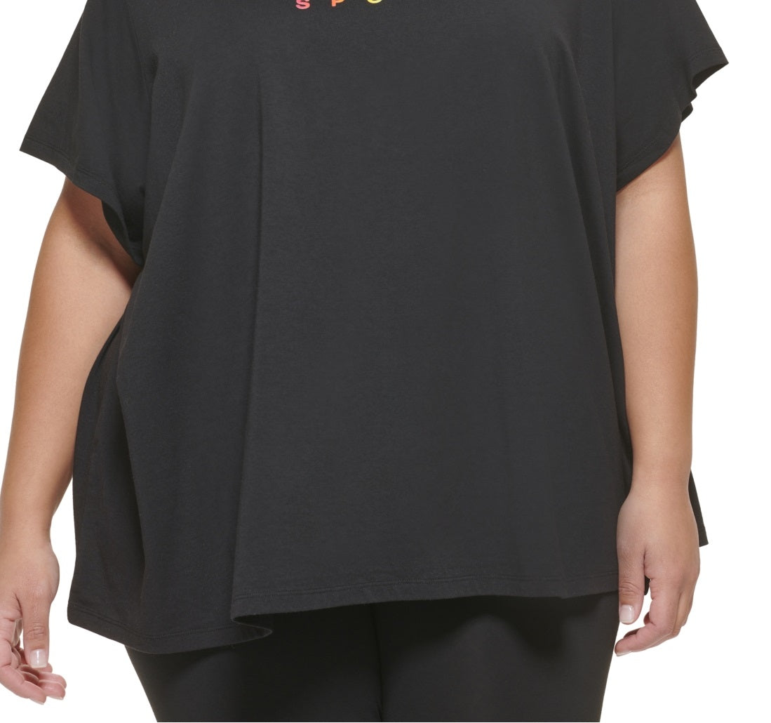 DKNY Women's Pride Logo T-Shirt Black Size 1X