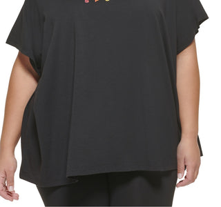 DKNY Women's Pride Logo T-Shirt Black Size 1X