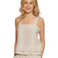 DKNY Women's Linen Tank Top Beige Size Medium