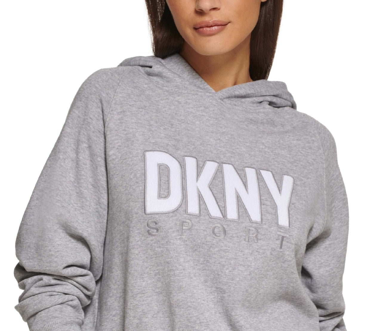 DKNY Women's Drawstring Hem Hoodie Gray Size X-Large