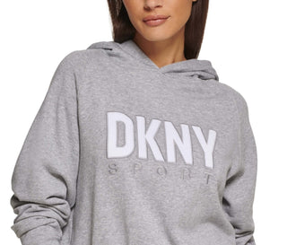 DKNY Women's Drawstring Hem Hoodie Gray Size X-Large