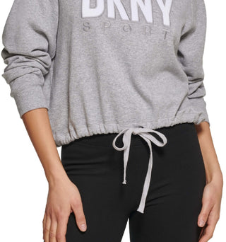 DKNY Women's Drawstring Hem Hoodie Gray Size X-Large