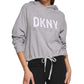 DKNY Women's Drawstring Hem Hoodie Gray Size X-Large