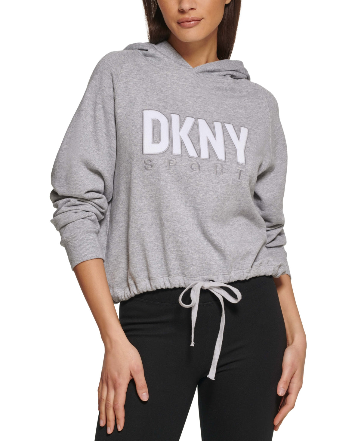 DKNY Women's Drawstring Hem Hoodie Gray