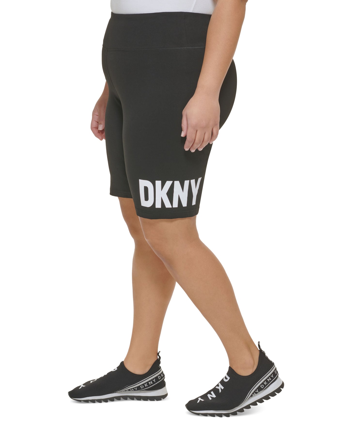 DKNY Women's Black/White Plus Size Logo Biker Shorts Size 2X
