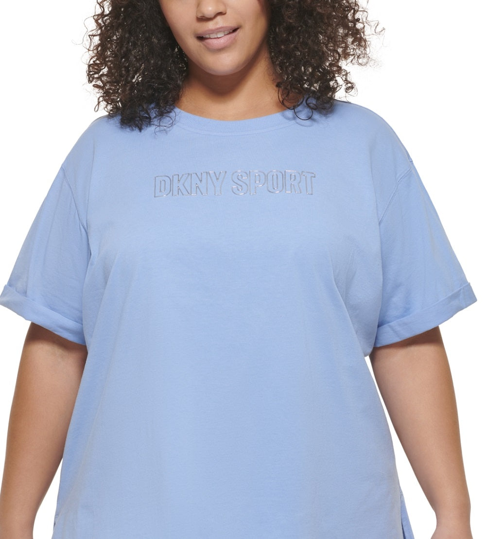 DKNY Women's Cotton Logo T-Shirt Purple Size 2X