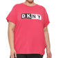 DKNY Women's Two Tone Logo Graphic T-Shirt Pink Size 2X