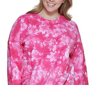 DKNY Women's Terry Pullover Sweatshirt Pink Size 1X