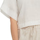 DKNY Women's Drop Shoulder Boxy Linen Top White Size Small