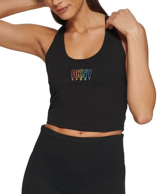 DKNY Women's Pride Logo Racerback Tank Top Black Size Small