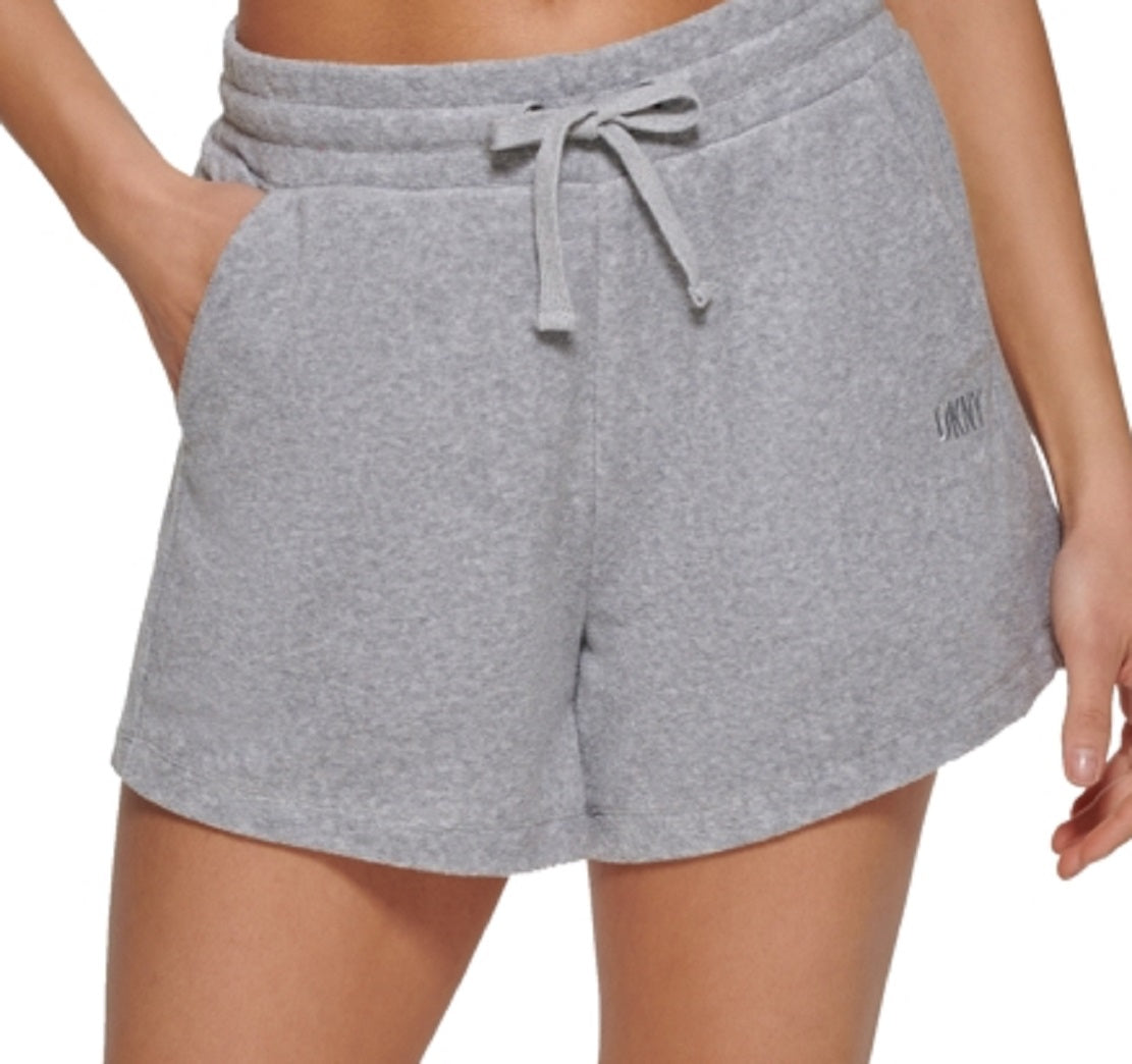 DKNY Women's Terry Cloth Relaxed Shorts Gray Size X-Large
