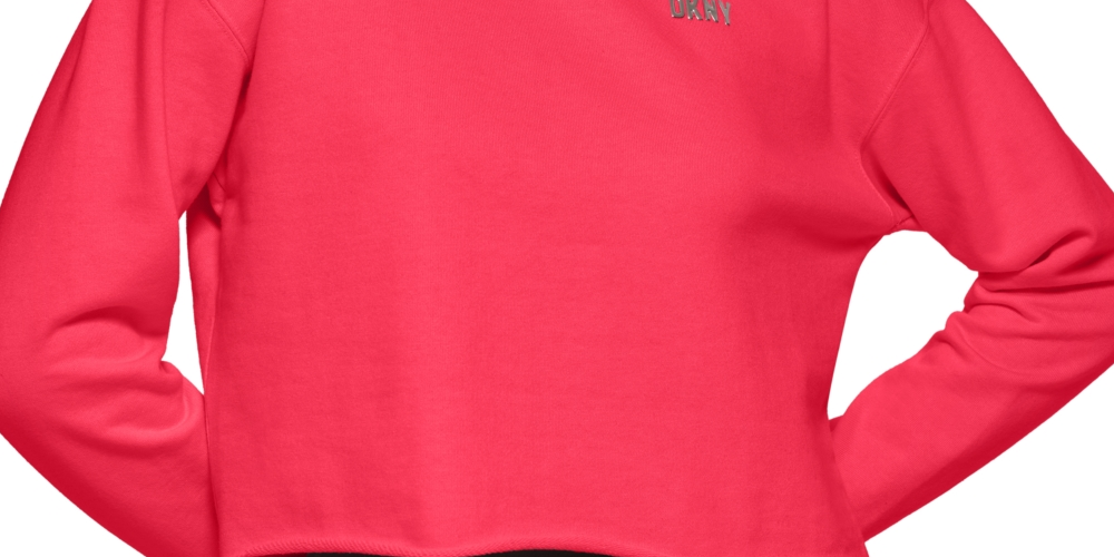 DKNY Sport Women's Metallic Logo Cropped Sweatshirt Pink Size XS