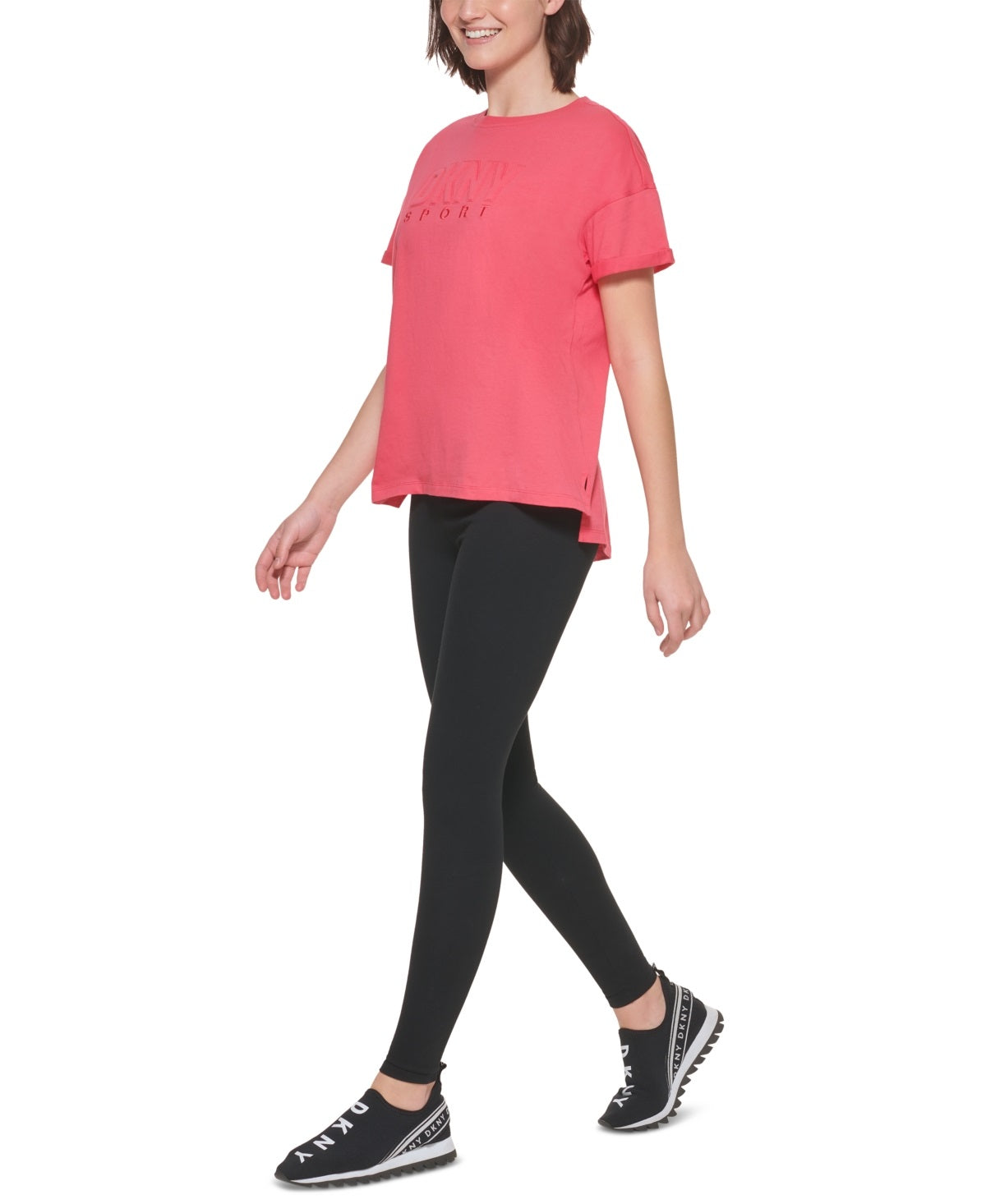 DKNY Women's Cotton Logo T-Shirt Pink Size Medium