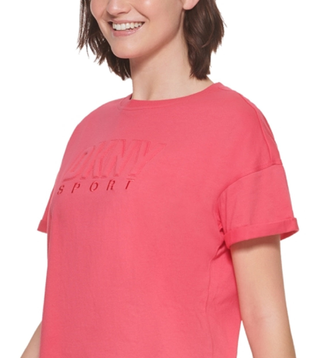 DKNY Women's Cotton Logo T-Shirt Pink Size Medium