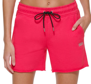 DKNY Women's Metallic Logo Shorts Pink Size Large