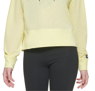 DKNY Women's Mesh Hoodie Yellow Size X-Large