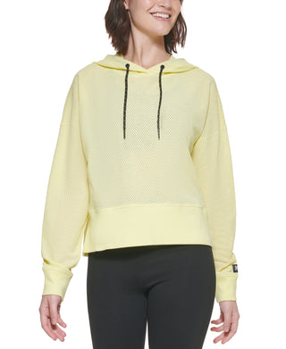 DKNY Women's Mesh Hoodie Yellow