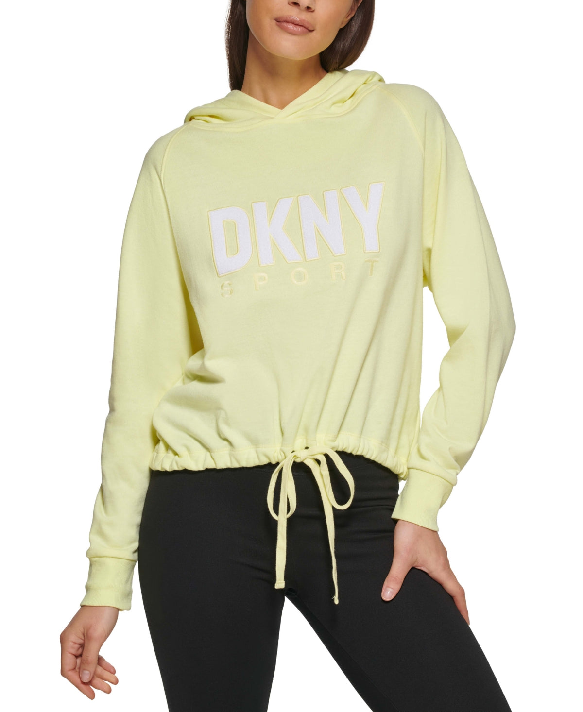 DKNY Women\'s Drawstring Hem Hoodie Yellow Size X-Large – Steals