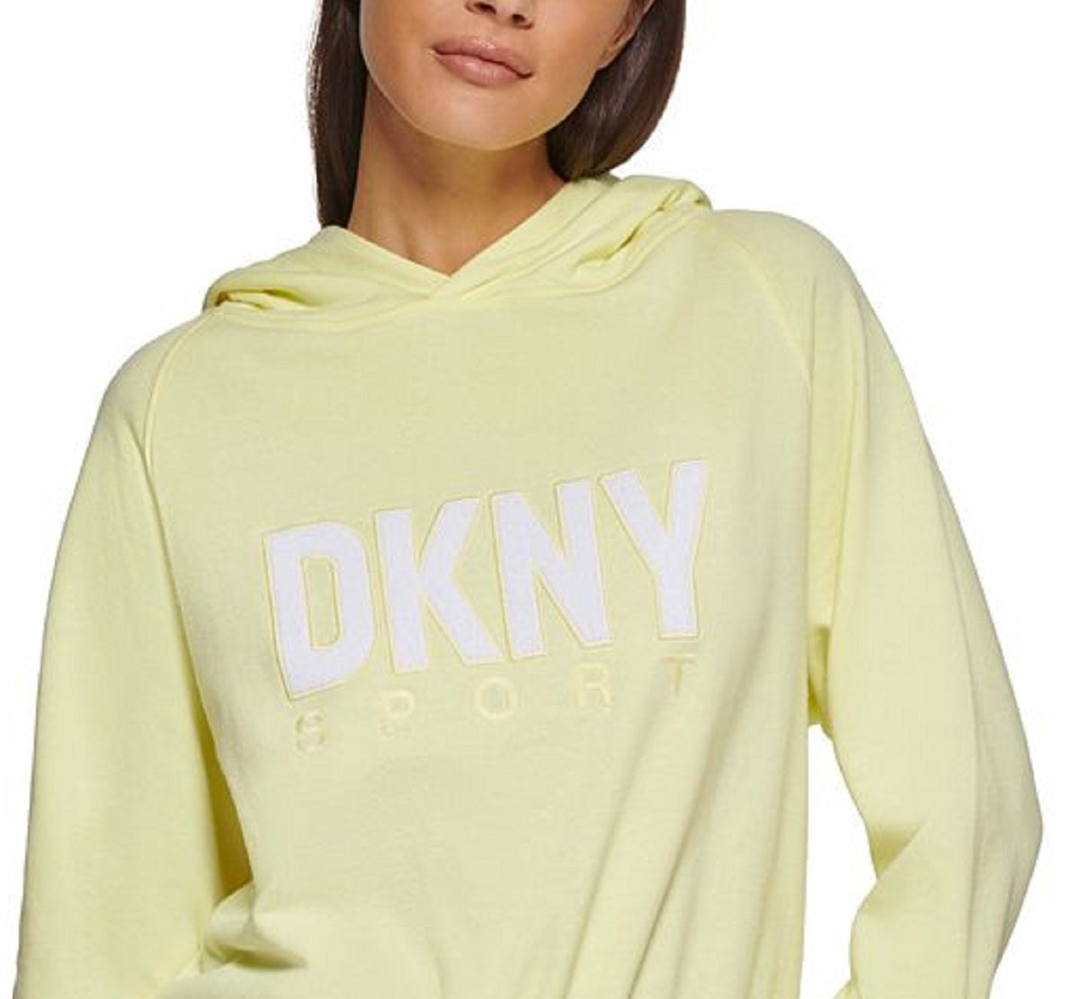 DKNY Women's Drawstring Hem Hoodie Yellow Size X-Small