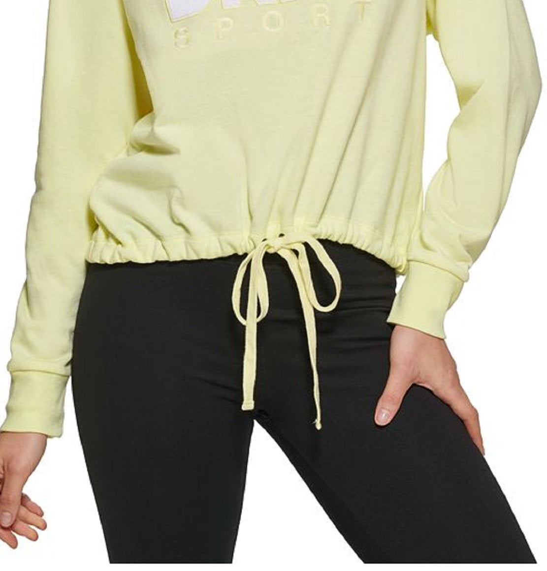 DKNY Women's Drawstring Hem Hoodie Yellow Size X-Small