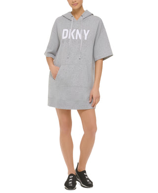 DKNY Women's Logo Hoodie Dress Gray Size X-Large
