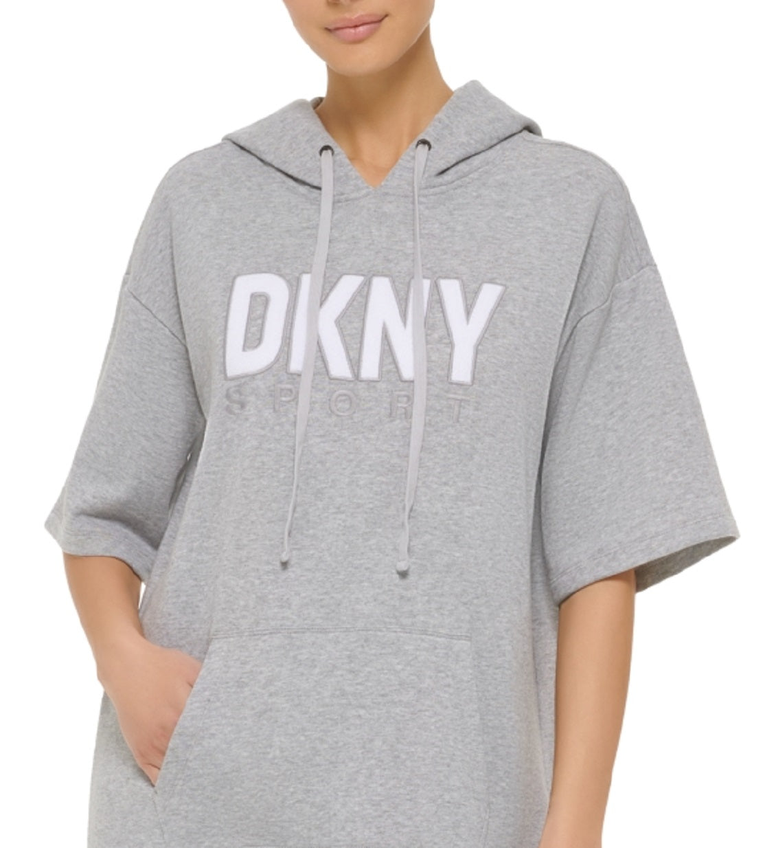 DKNY Women's Logo Hoodie Dress Gray Size X-Large