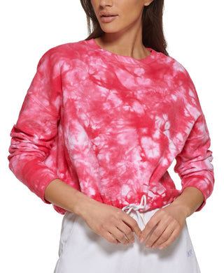 DKNY Women's Cotton Tie Dyed Sweatshirt Pink Size Large