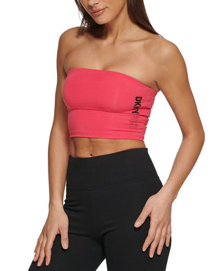 DKNY Women's Exploded Sport Outline Logo Tube Top Pink Size Small