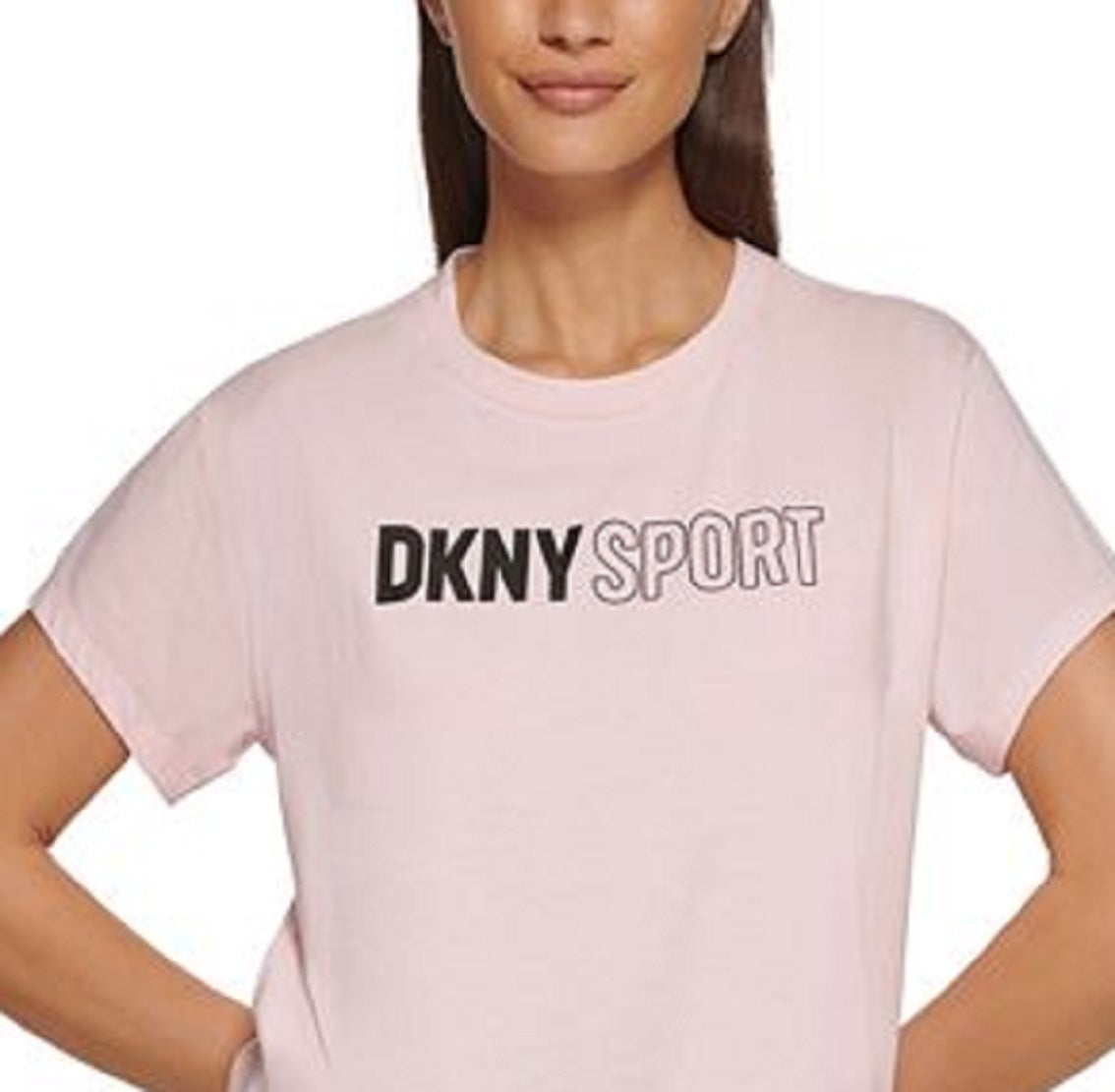 DKNY Women's Outline Logo T-Shirt Pink Size Medium
