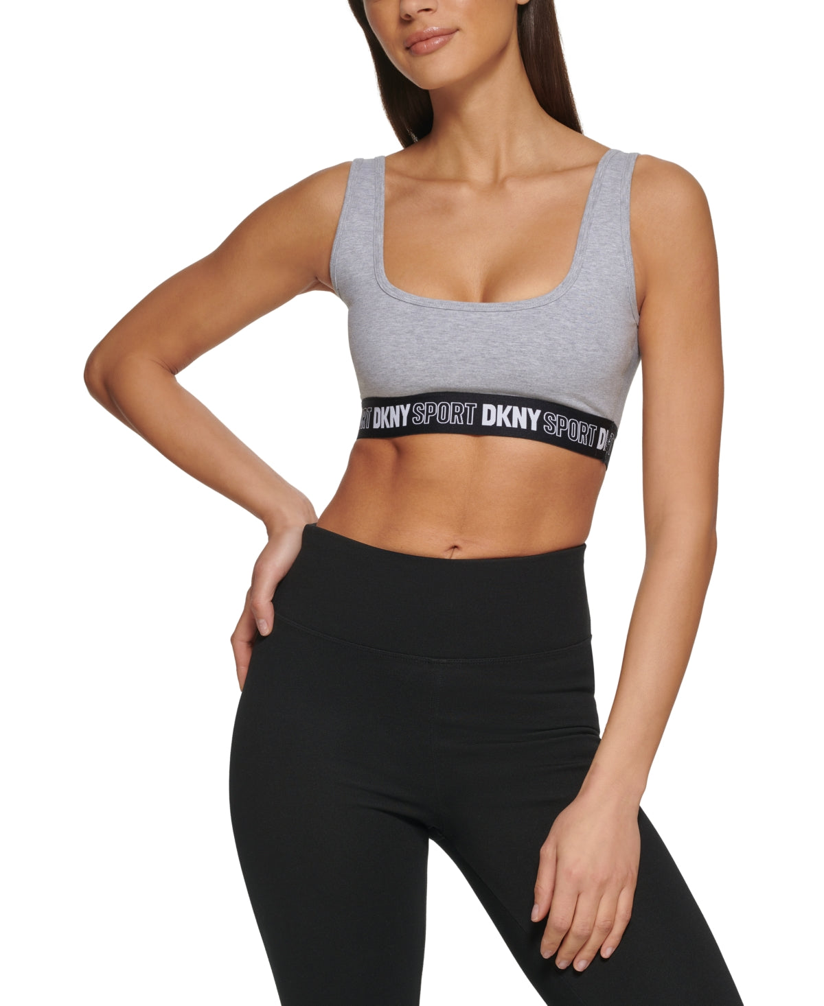 DKNY Women's Outline Logo Elastic Bralette Gray Size Large