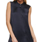 DKNY Women's Pleated Sleeveless Top Blue Size Large