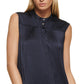 DKNY Women's Pleated Sleeveless Top Blue Size Large