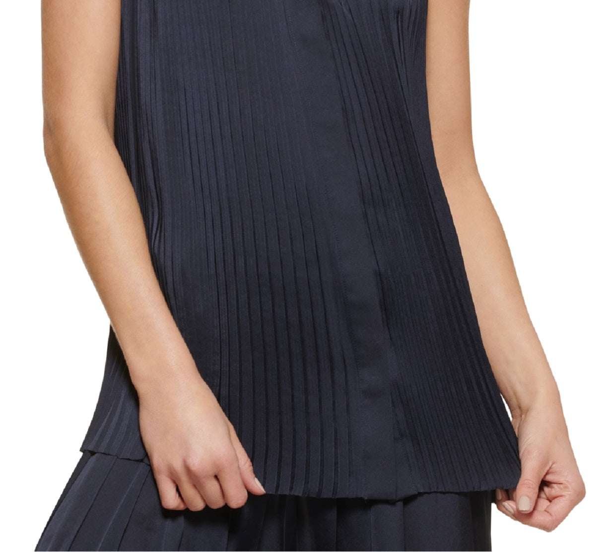 DKNY Women's Pleated Sleeveless Top Blue Size Large