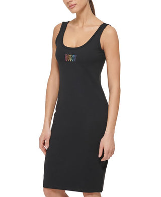 DKNY Women's Pride Logo Tank Dress Black Size X-Large