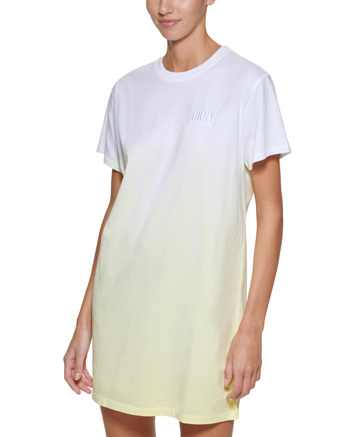 DKNY Women's Dip Dyed T-Shirt Dress Yellow Size X-Large