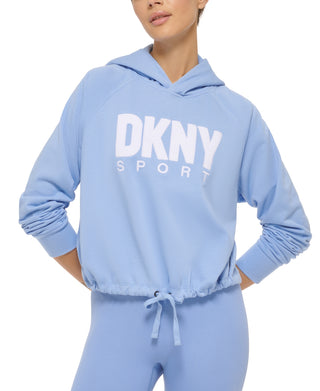 DKNY Women's Drawstring Hem Hoodie Blue Size Medium